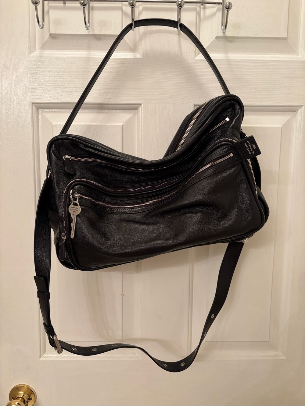 Acne Studios Black Leather Multi-Zip Crossbody Shoulder Bag Like New